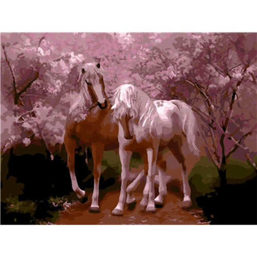 Paint by Numbers - Horses Under Cherry Trees