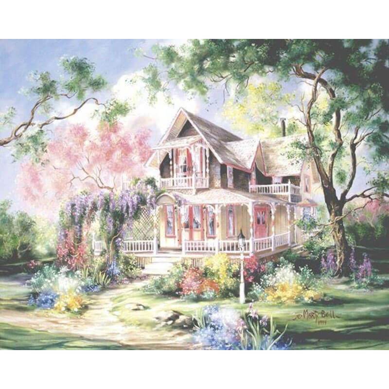 Paint by Numbers - House Among Flowers