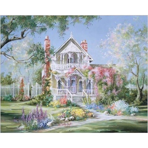 Paint by Numbers - House With Beautiful Flowers