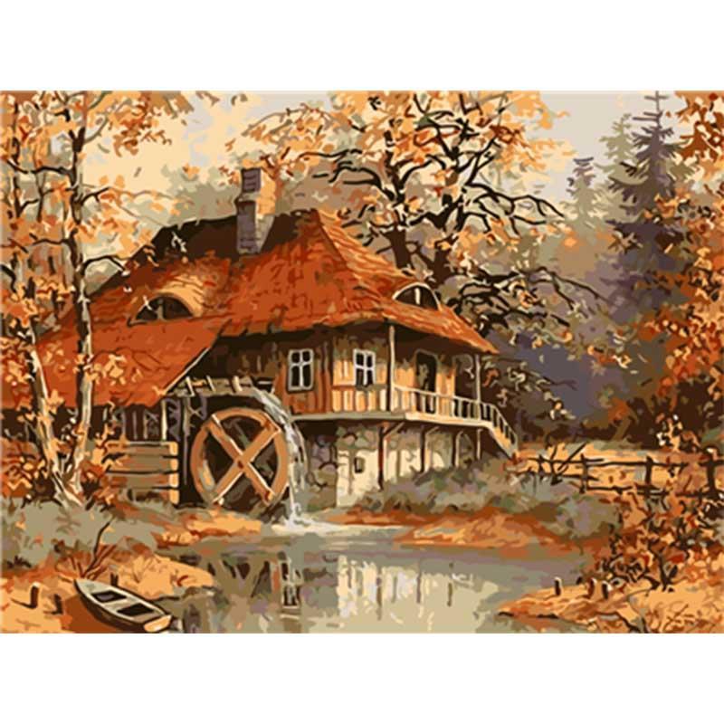 Paint by Numbers - House With Water Wheel