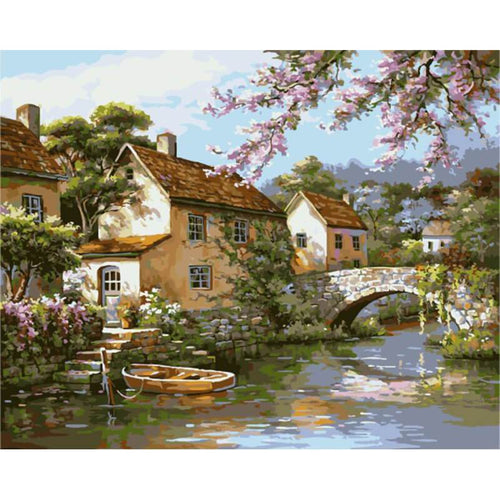 Paint by Numbers - Houses With River