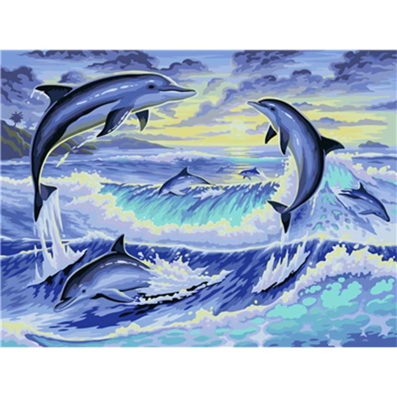 Paint by Numbers - Jumping Dolphins