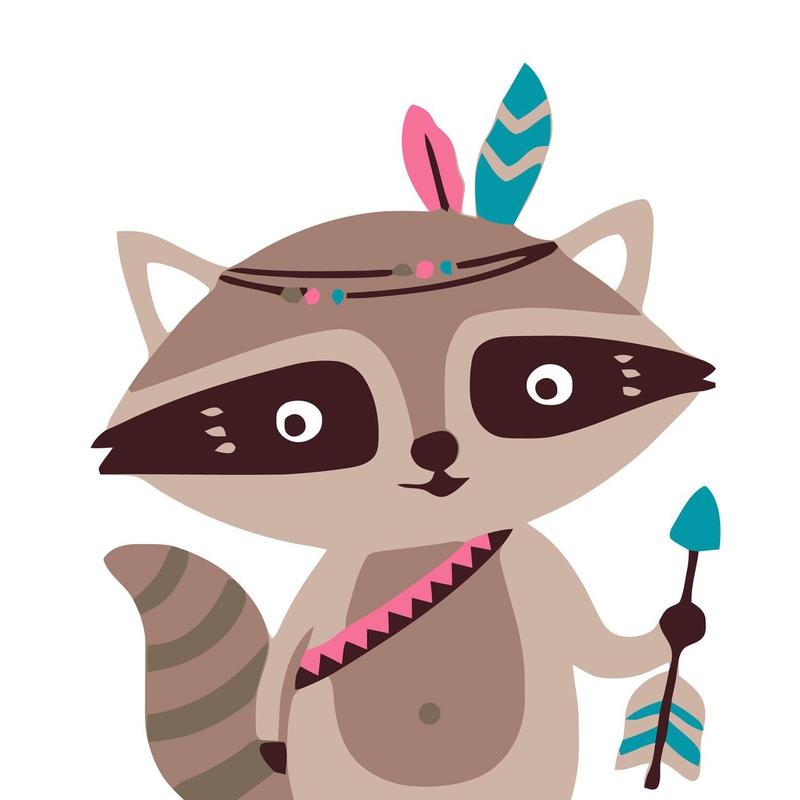 Paint by Numbers Kids - Indians Raccoon