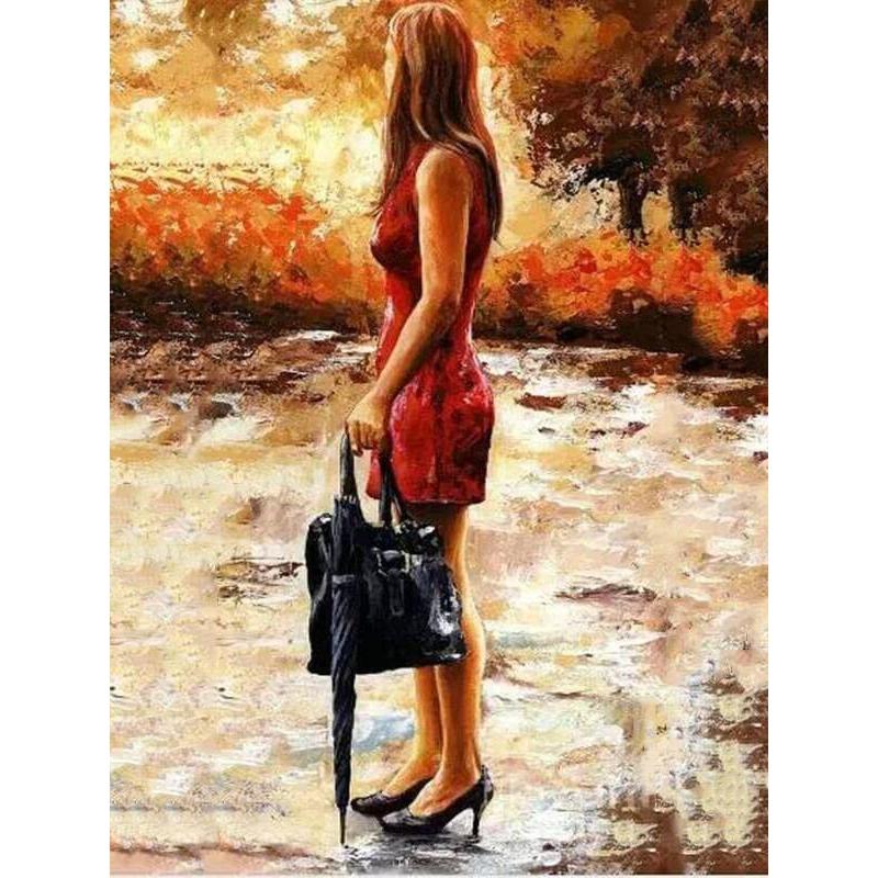 Paint by Numbers - Lady With Bag and Umbrella