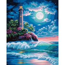 Load image into Gallery viewer, Paint by Numbers - Lighthouse With Full Moon
