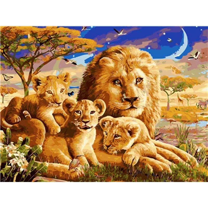 Paint by Numbers - Lion Family in the Evening