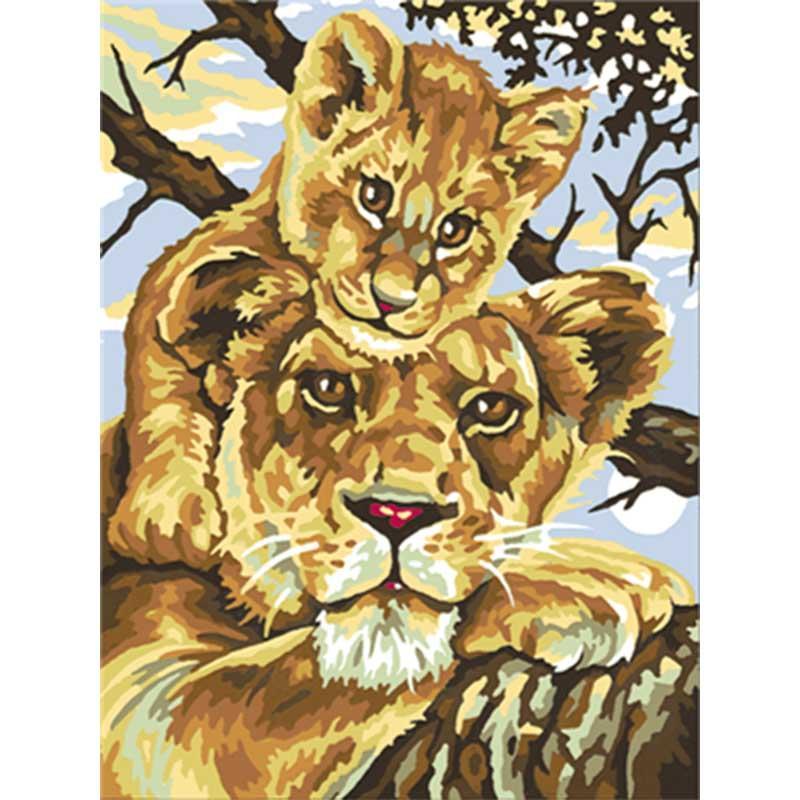 Paint by Numbers - Lion Mother With Baby