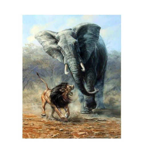 Paint by Numbers - Lion Vs Elephant