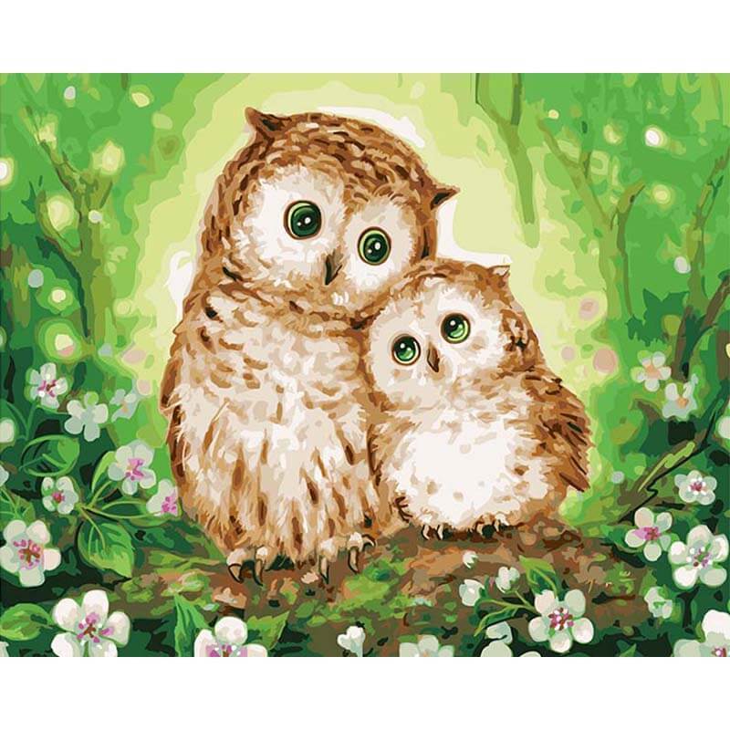 Paint by Numbers - Mother and Child Owl