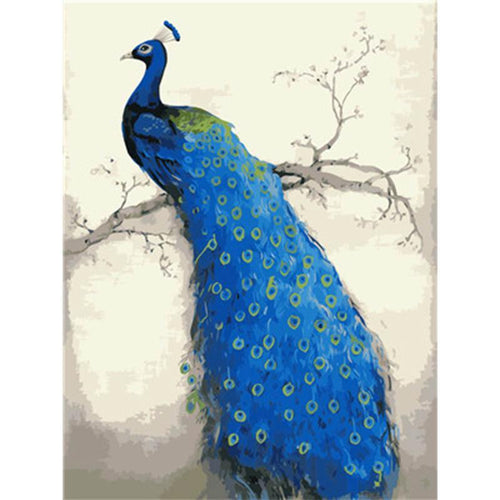 Paint by Numbers - Peacock on A Tree Branch