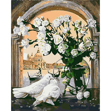 Load image into Gallery viewer, Paint by Numbers - Pigeons With White Roses
