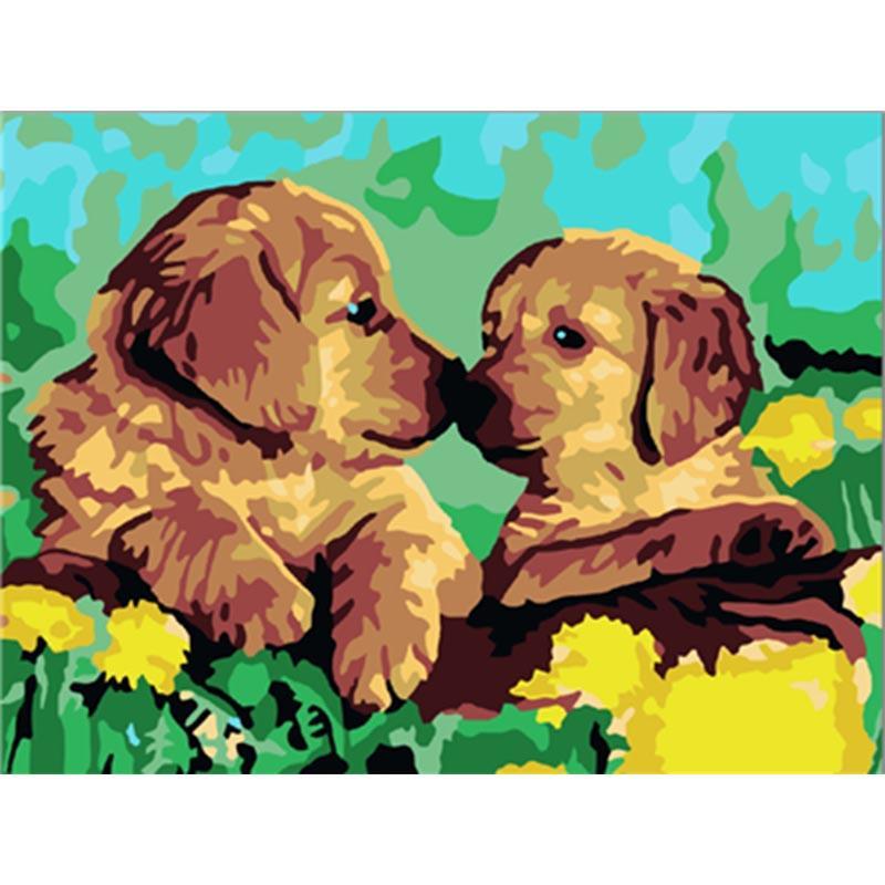 Paint by Numbers - Puppies in the Grass