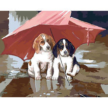 Load image into Gallery viewer, Paint by Numbers - Puppies Under an Umbrella
