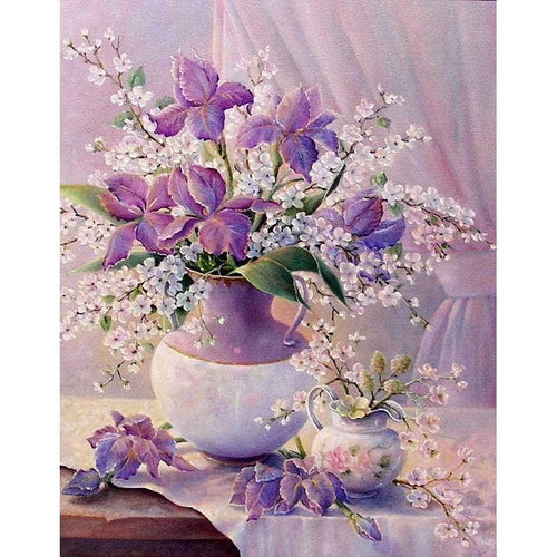 Paint by Numbers - Purple and White Flowers in the Vase