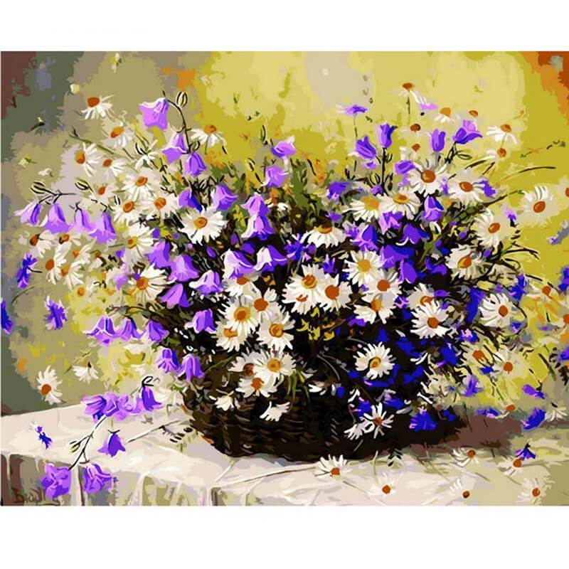 Paint by Numbers - Purple Tulips and White Daisies