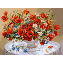 Load image into Gallery viewer, Paint by Numbers - Red, Blue, White Flowers
