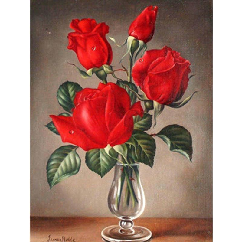 Paint by Numbers - Red Roses in Vase