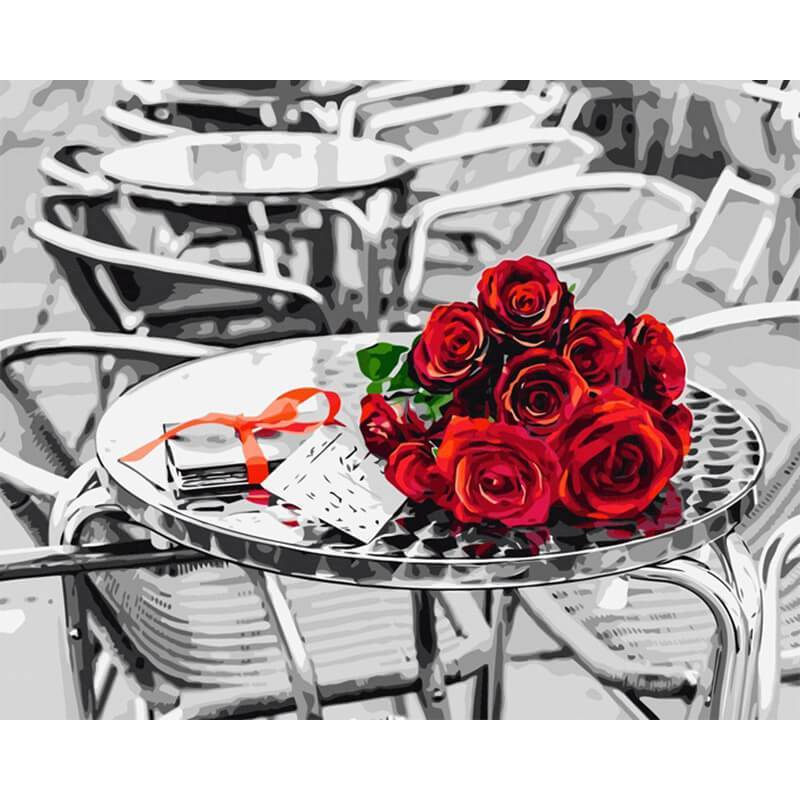 Paint by Numbers - Red Roses on the Table