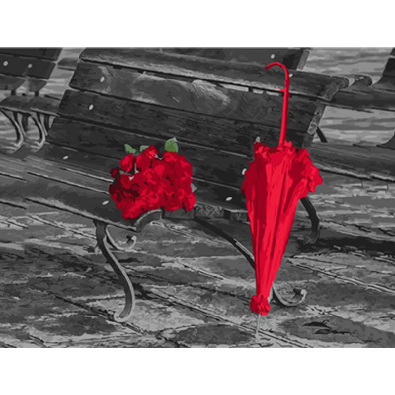 Paint by Numbers - Red Umbrella and Roses