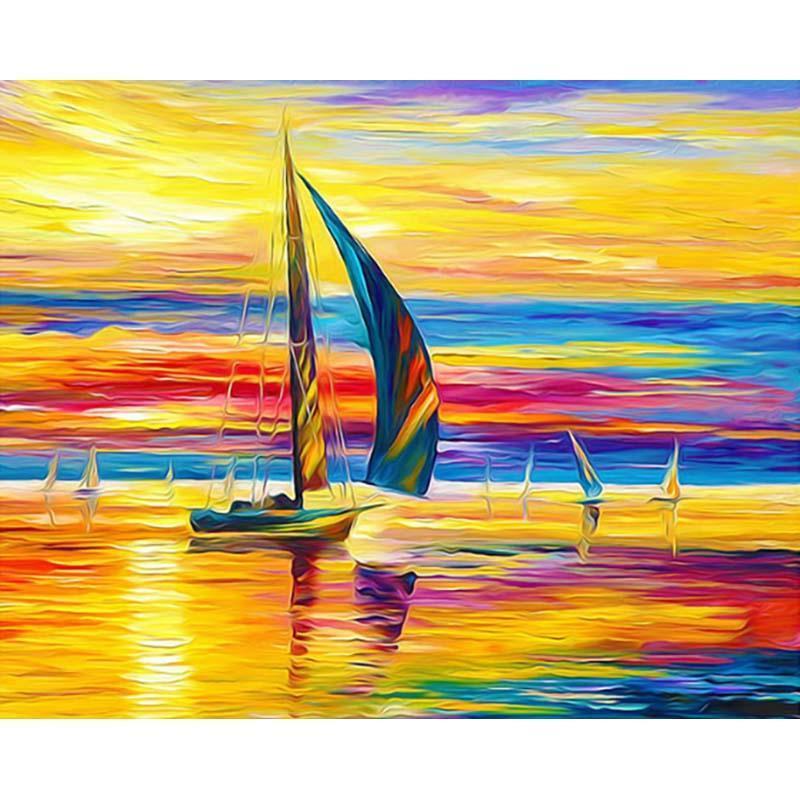 Paint by Numbers - Sailboats at Sea