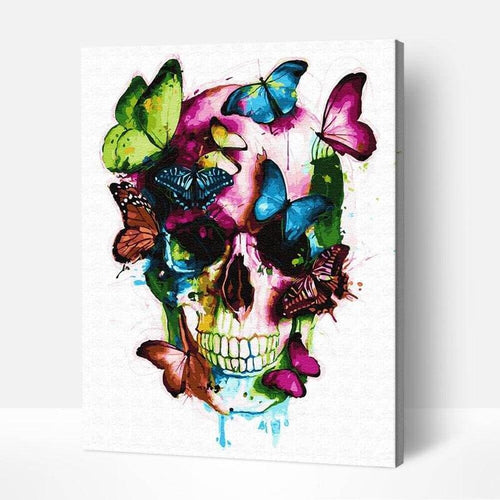Paint by Numbers - Skull With Butterflies