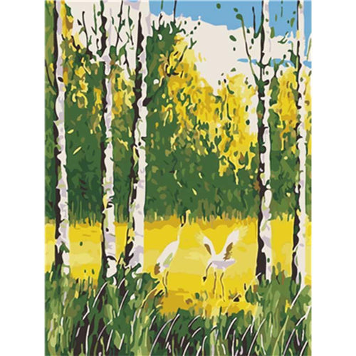 Paint by Numbers - Storks in Birch Grove