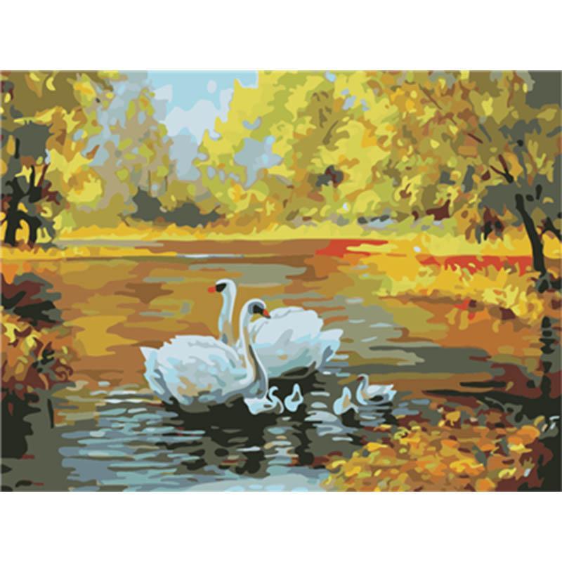 Paint by Numbers - Swans on the Lake