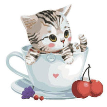 Load image into Gallery viewer, Paint by Numbers - Sweet Kitten in A Coffee Cup
