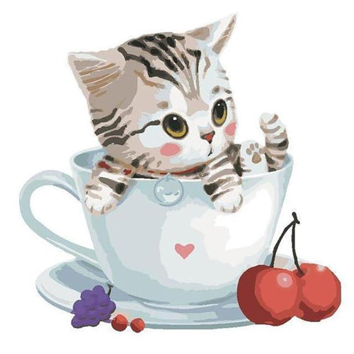Paint by Numbers - Sweet Kitten in A Coffee Cup