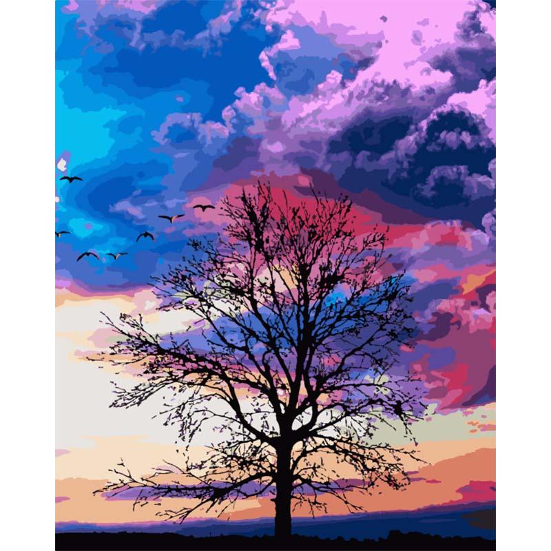 Paint by Numbers - Tree Under Colorful Sky