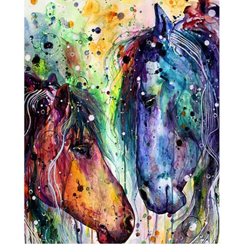 Paint by Numbers - Two Colorful Horses