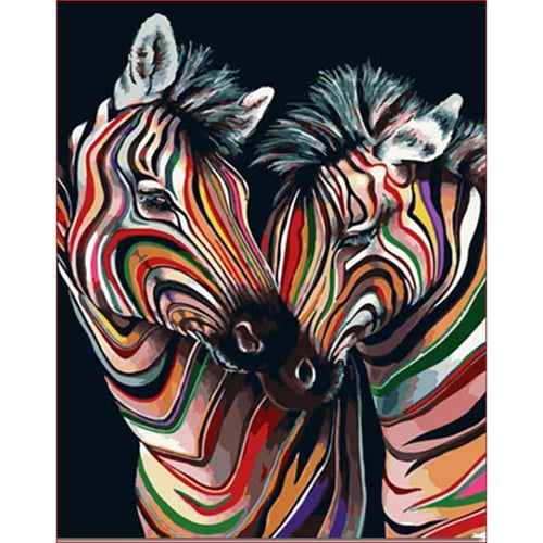 Paint by Numbers - Two Colorful Zebras