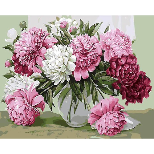 Paint by Numbers - White, Pink, Red Flowers