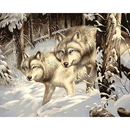Paint by Numbers - Wolf Couple in Snow