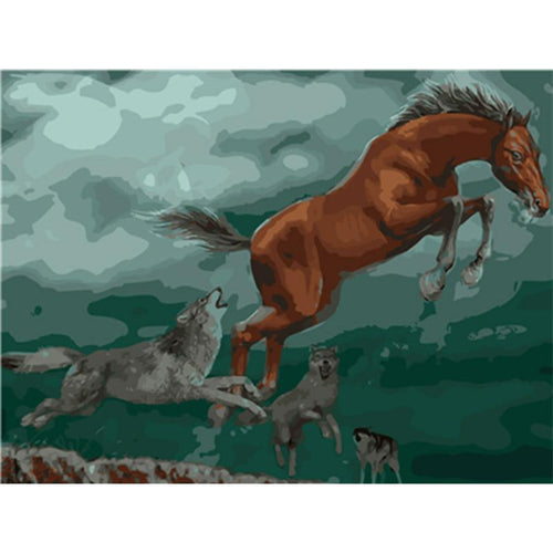 Paint by Numbers - Wolves Hunt Horse