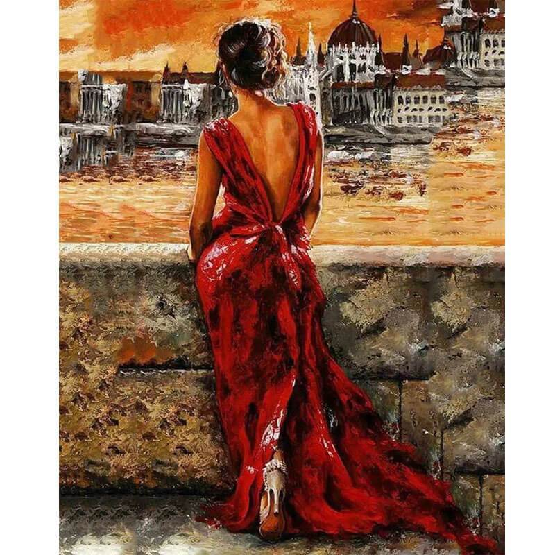 Paint by Numbers - Woman in Red Dress