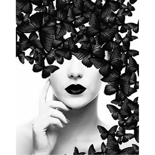 Paint by Numbers - Woman With Black Butterflies