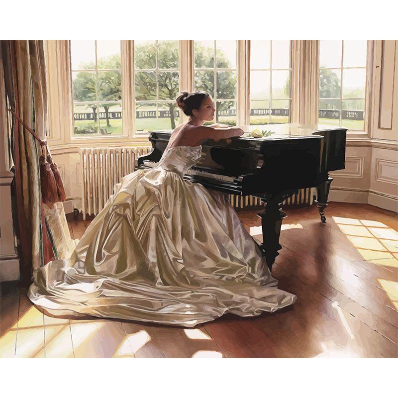 Paint by Numbers - Woman With White Dress at the Piano