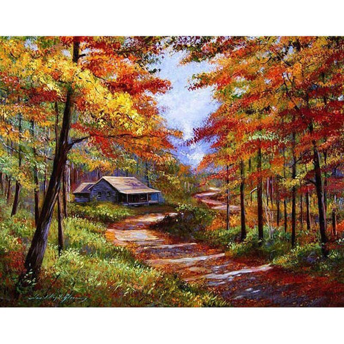Paint by Numbers - Wooden Hut in Autumn Forest