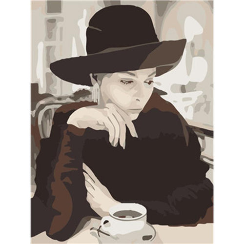 Paint by Numbers - Young Woman in Cafe
